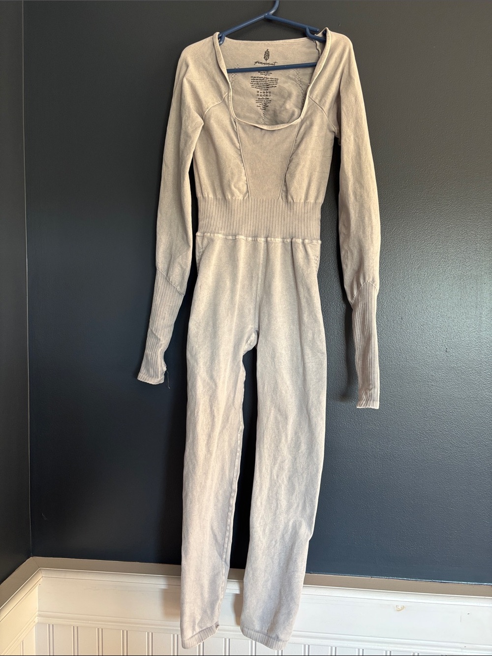 Free People ribbed long-sleeve lavender jumpsuit